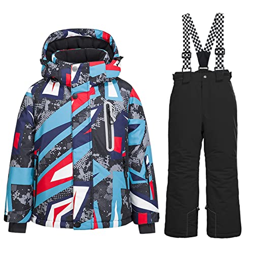 WOWULOVELY Big Boy's 2-Piece Colorblock Snow Pants and Jacket