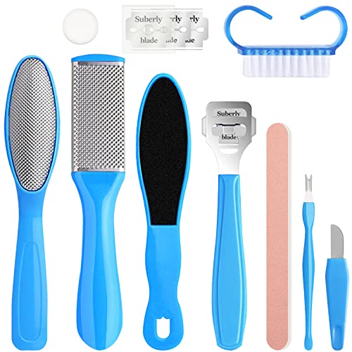 Sularpek Lime pour Pieds, Set Râpe à Pied 10 en 1, Mini Set Râpe à Pied Professionnelle pour Enlever Les Callosités, La Peau Morte, et Les Durillons