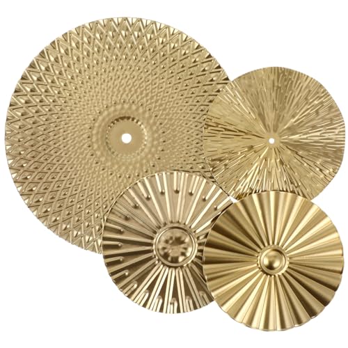 La Mejor Recopilación de Decoración de pared comprados en linea. 48 iplusmile 4 Piezas Set de Arte de Pared de Metal - Adornos Dorados con Diseño Ondulado para Interiores, Decoración de Pared Moderna de 9.64 Pulgadas