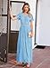 MEROKEETY Women's 2026 V Neck Short Sleeve Floral Lace Wedding Dress A Line Boho Bridesmaid Cocktail Party Maxi Dress, LightBlue, Medium