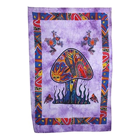 AVA Collections HANDMADE MASHROOM Mandala Wall Hangings Tapestries Wall Decor Small Poster Boho Decor Size 40" x 30" inches (Purple) Cover