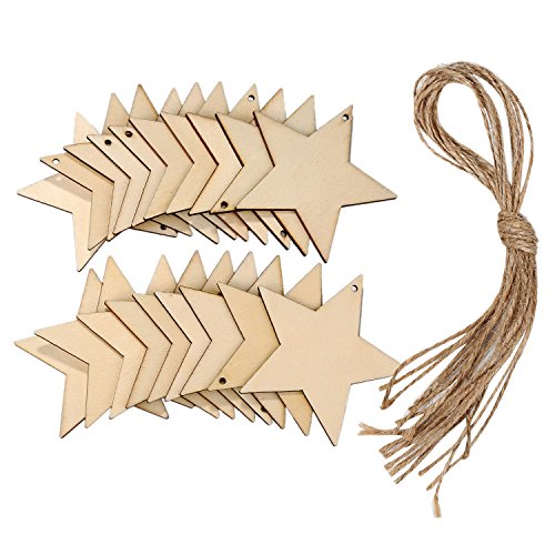 Tatuo 60 Set Natural Wooden Stars Cutouts...