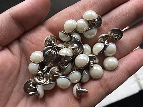 40Set 10mm Acrylic White Pearl Rivet Snap Button Decoration Dome RV066