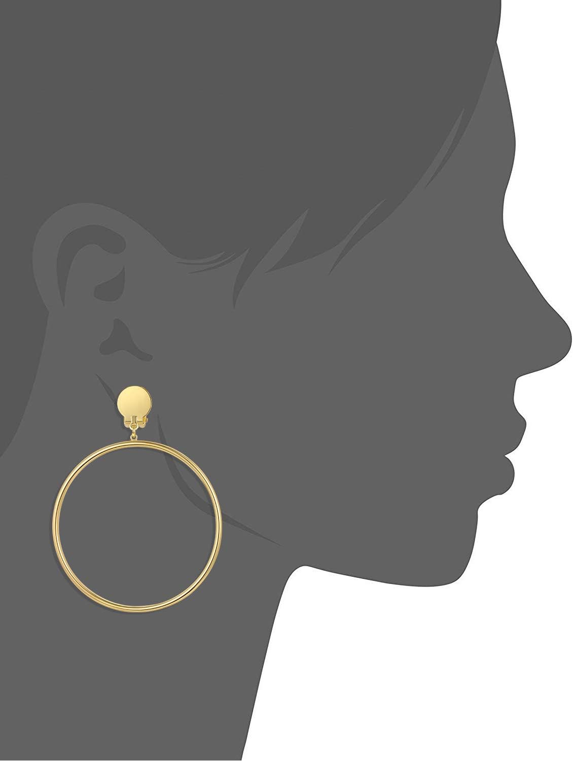 Clip on 2 Inch Large Big Hoop Minimalist Earrings