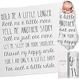 Ocean Drop 100% Cotton Muslin Swaddle Baby Blanket – ‘Hold Me’ Quote with Gift Box for Boys and Girls, Neutral, Baptism, Newborn, Baby Shower, Christening – Super Soft, Breathable, Large “47x47”