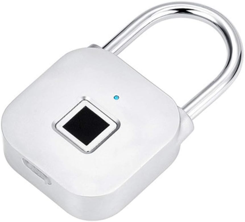 Intelligente Smart Fingerprint Lock, Lucchetto per Impronte Digitali Portatile Nessuna Password Sicurezza Impermeabile Keyless Lucchetto Elettronica Password di Controllo Regalo, Argento