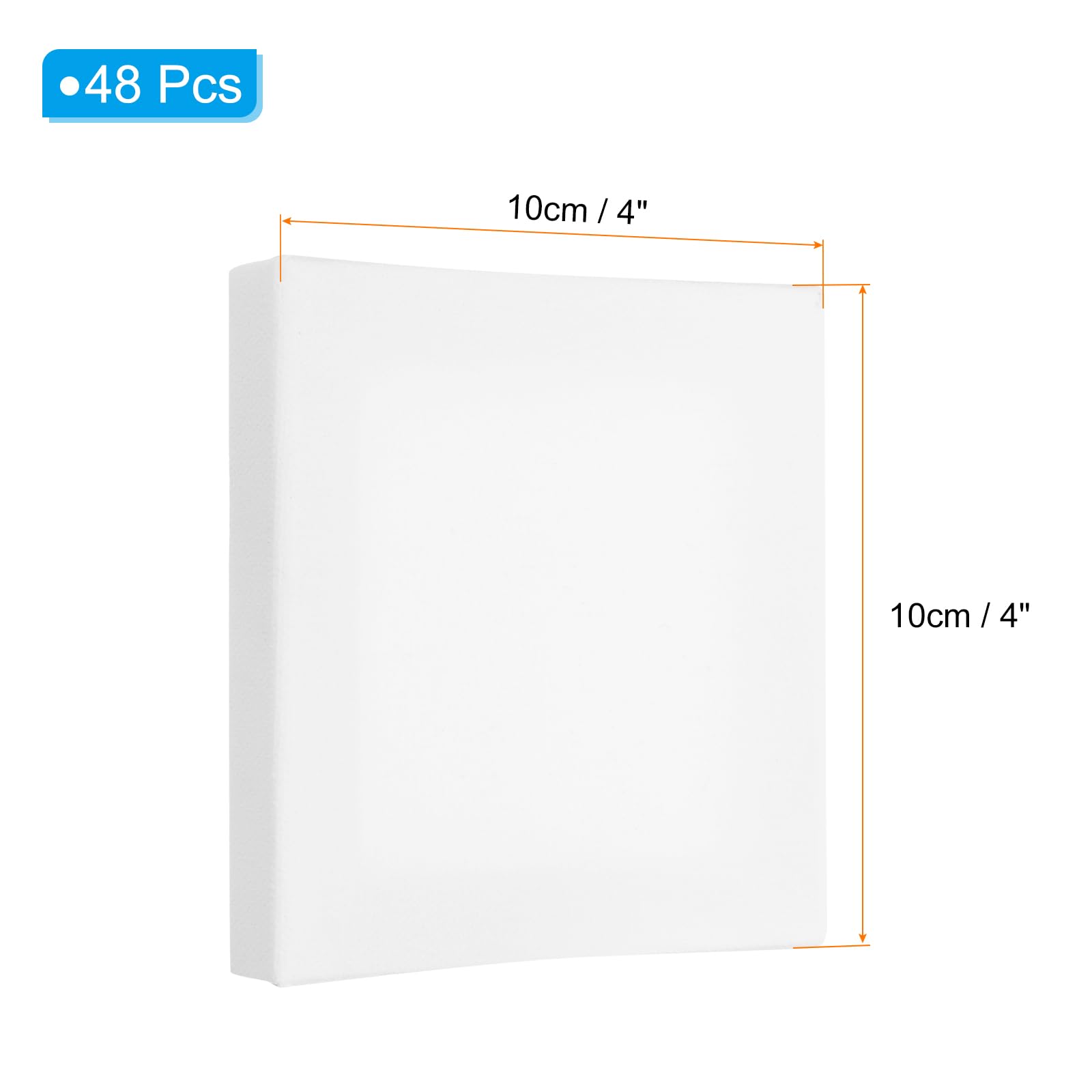 PATIKIL Lienzo Tensionado, 48 Piezas Lienzo Cuadrado De 4" x 4" Para Pintura Lienzo Algodón Blanco Imprimado Paneles Para Acrílicos Óleos Acuarelas, Blanco
