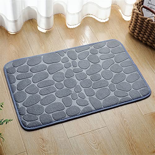 Hiseng Alfombra de Baño Antideslizante, Suave Espuma de Memoria Alfombrilla de Baño Absorbente de Agua para Baño Dormitorio Pasillo Sala de Estar Cocina (40 * 60cm,Gris)