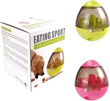 HUMMINGBIRD Pet Interactive Tumbler Food Ball Toy/Dispenser 2-Pack Green and Pink