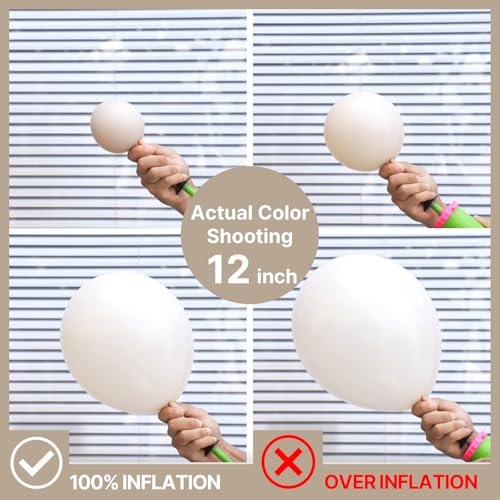Image of PartyWoo White Sand Balloons 51 pcs 12 Inch Beige Cream Ivory Off White Latex Helium Balloons for Wedding Bridal Graduation Baby Shower Gender Reveal Safari Birthday Party Decorations White-F12