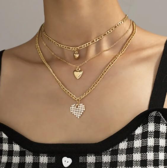 Gold Layered Herringbone Necklaces for Women, Trendy 14K Gold Plated Paperclip Snake Chain Necklace Cuban Link Simple Chunky Toggle Clasp Necklace Set Fashion Jewelry - Image 5