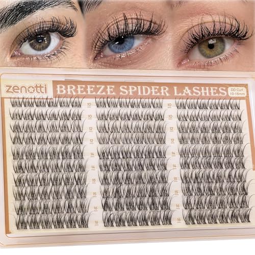 Spider Breeze Lash Clusters DD Curl 180PCS Natural Eyelash Clusters Wispy Cluster Eyelash Extensions Breeze Venus Lashes Cluster with Invisible Band Kim K Style Eyelash Extensions by zenotti