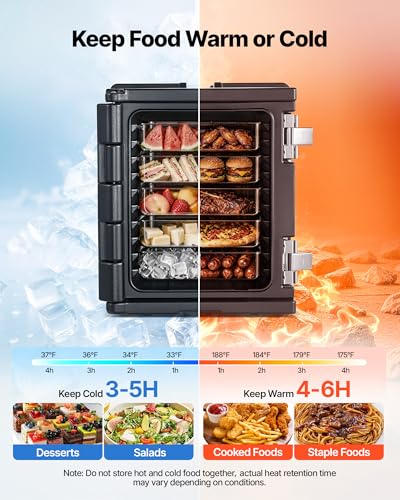 Image of VEVOR Insulated Food Pan Carrier, 82 Qt Non-Electrical Food Warmer, with Wheel & 304 Stainless Steel Latch, LLDPE Stackable Hot Box, for Various Pan Sizes(NOT Included), Fit Catering BBQ Event(Black)