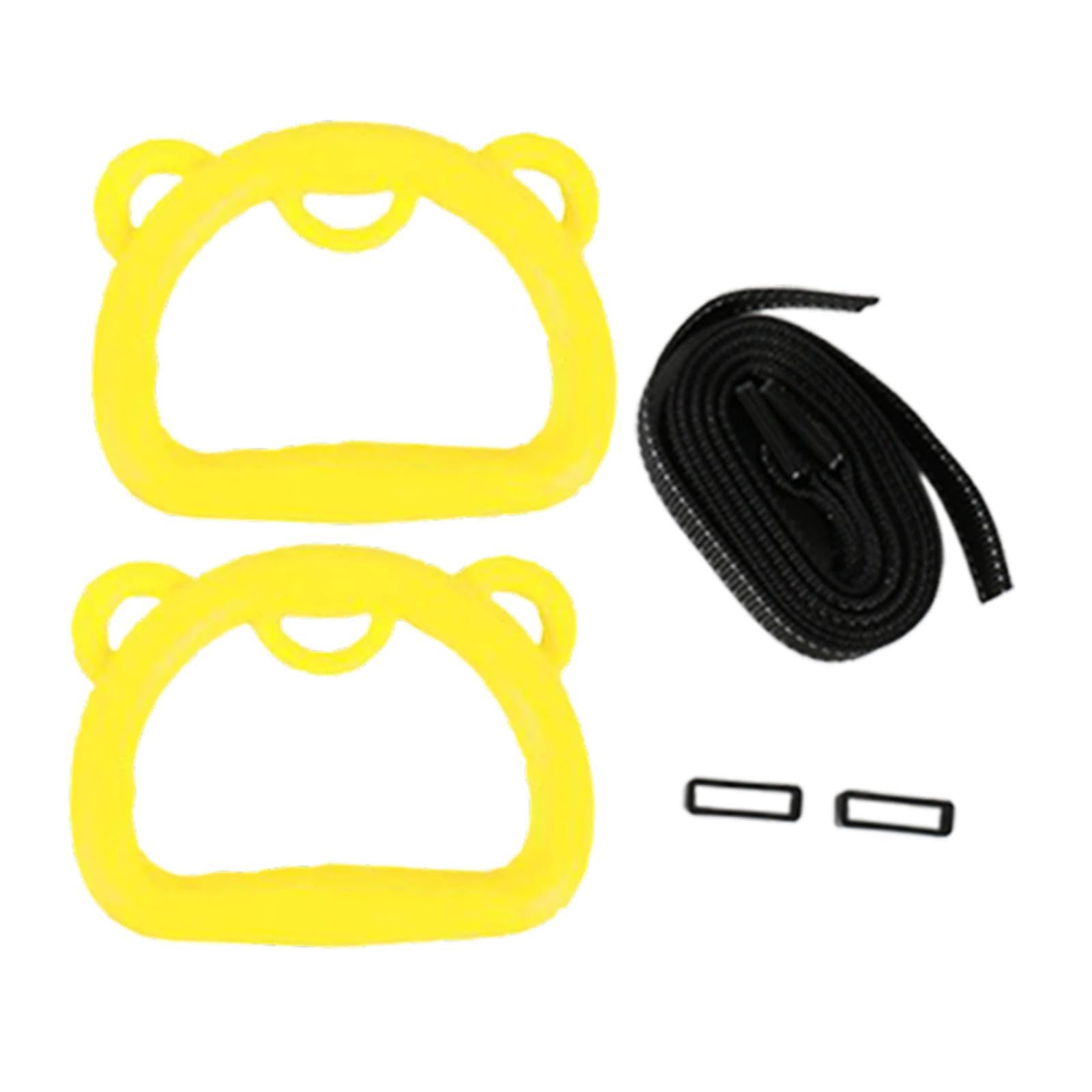 CALANDIS™ 2 Pieces Gymnastics Rings with Webbing Gym Rings for Hotel Home Gym Exercise Yellow | Pull Up Bars | Strength Training | Fitness, Running & Yoga-image-13