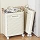 Siyecioa Wäschekorb Plastik Faltbare, Wäschesammler, 60L Laundry Baskets mit Rollen, Wäschebox für Waschküche, Schlafzimmer, Verdicktes Material mit Griff