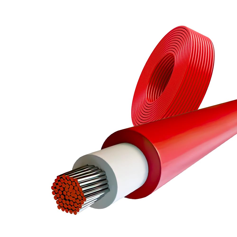 Cable de panel solar 4 mm² – Rojo – Longitud 25 m – Paneles solares, fotovoltaicos y uso exterior – Cobre estañado flexible – Alta resistencia UV, temperies y llamas – Normas 2 Pfg 1169/08.2007