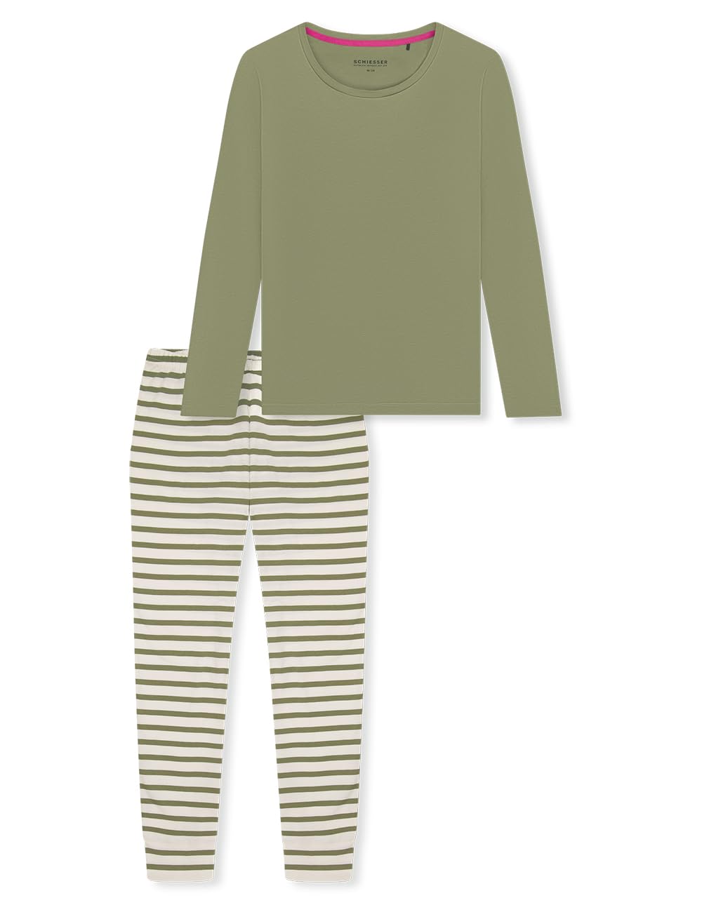 Schiesser Damen Schlafanzug lang mit Bündchen Baumwolle - Nightwear