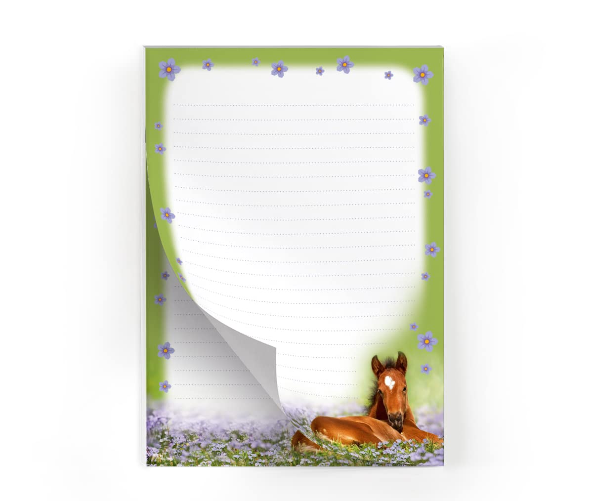 Papier à Lettres A5 Motif Cheval Pour Fille - Bloc De 25 Feuilles Lignées + 15 Enveloppes C6 - Fabriqué En Allemagne - 7