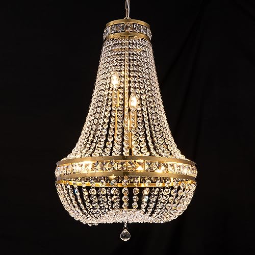 Wellmet Crystal Chandelier Light, 8 Lights French Empire Chandeliers Lighting Ceiling Fixture Hanging Pendant for Dining Living Room Foyer Kitchen Bed