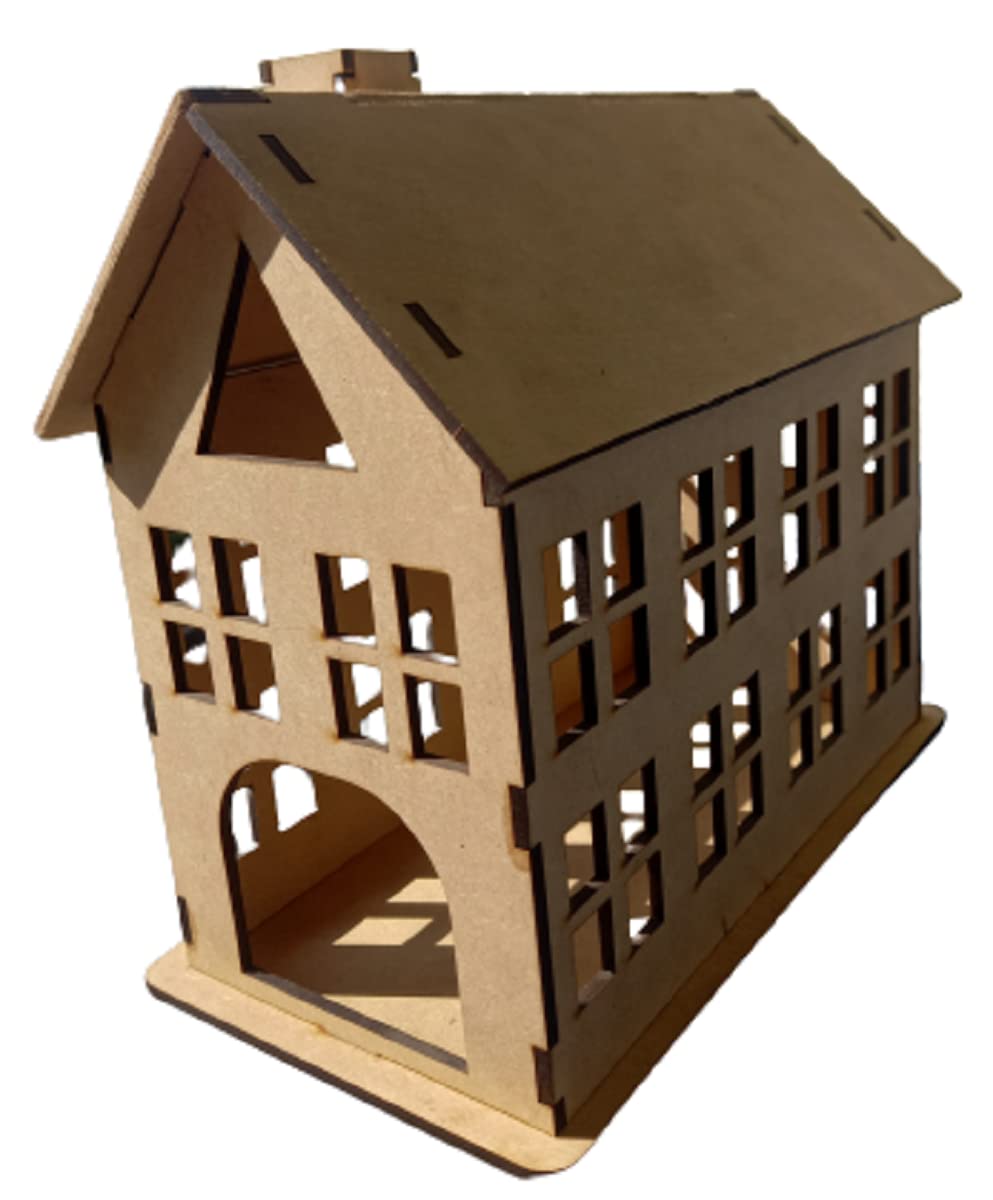 Master Wooden Dollhouse Doll House - Construction Toy, Modeling kit, School Project , Easy to Assemble (Dollhouse Plain) , Pine Wood, (Pack of 1 Set)