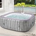 SEGMART Inflatable Hot Tub for 4-6 Person, Blow Up Portable Hot Tub, Leak-Proof PVC Outdoor Spa with 130 Strong Soothing Air Jets, Built in Heater Pump and 6 Filter Cartridges (Square)