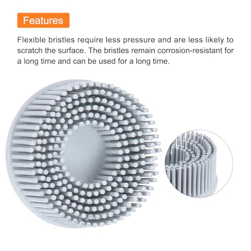 Image of HARFINGTON 2pcs Bristle Disc 2 inch 120 Grit Abrasive Brush Deburring Electric Disc Brush with Quick Change Lock Abrasive Coating Removal Disc for Metal, White
