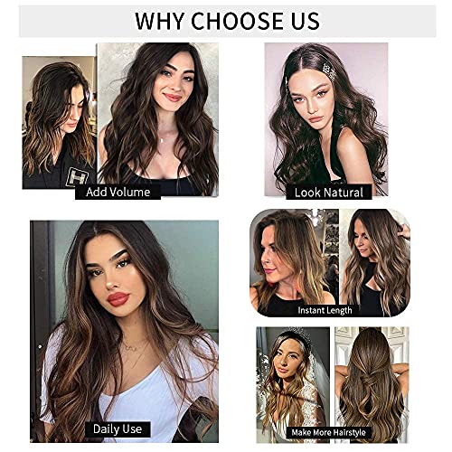 Image of Artifice 6pc 16Clip 60CM Multi Layered Long Hair Extension Set for Full Head Cover For Party Girls Women Golden Highlighted with Brown