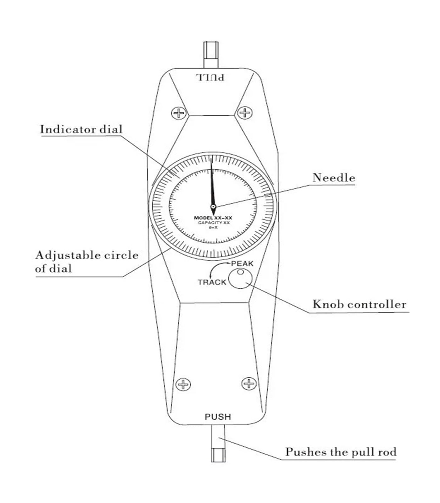 Misuratore di forza a puntatore digitale, macchina for la prova del manometro a tensione a molla, dinamometro elettronico, tester di tensione Preciso ed efficiente(500N)