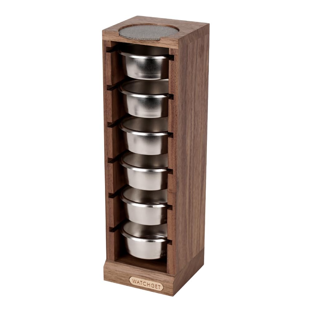 Watchget Walnut Espresso Filter Basket Stand Portafilter Filter Basket Holder Rack Wooden Espresso Portafilter Precision Basket Storage Stand For 53Mm Espresso Machines And 53Mm Coffee Puck Screen