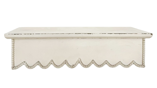 SOFE Rustic White Scalloped Wood Shelves - 16.5x6.5 Inch Wall Mounted Floating Shelves For Bedroom, Bathroom, Kitchen