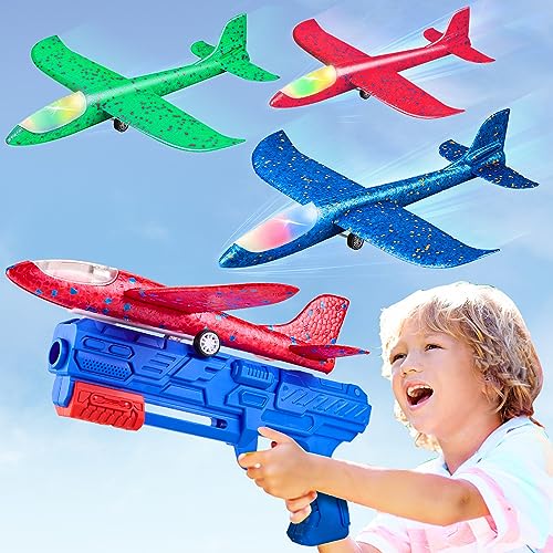 Neoot Toy Airplane, 3 Pack Airplane Launcher Toys 2 Flight Mode Glider Plane Outdoor Toys for Kids Ages 3 4 5 6 7 8 9 10 11 12 Year Old Boys & Girls Birthday Gift, Educational Flying Kids Toys by Neoot - Used condition - US$14.81