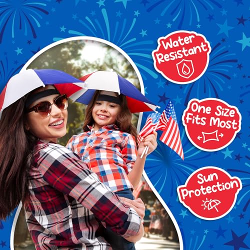 Image of Windy City Novelties 13 inch Hands-Free Umbrella Hat - Sun & Rain Protection for Outdoor Events, Fishing, Festivals & Costume Fun - Adjustable Fit for Adults & Kids