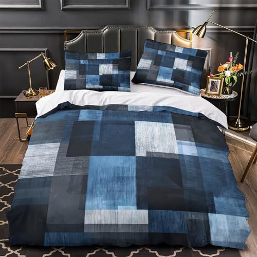 Parure de lit infroissable bleu pour lit king size 3d