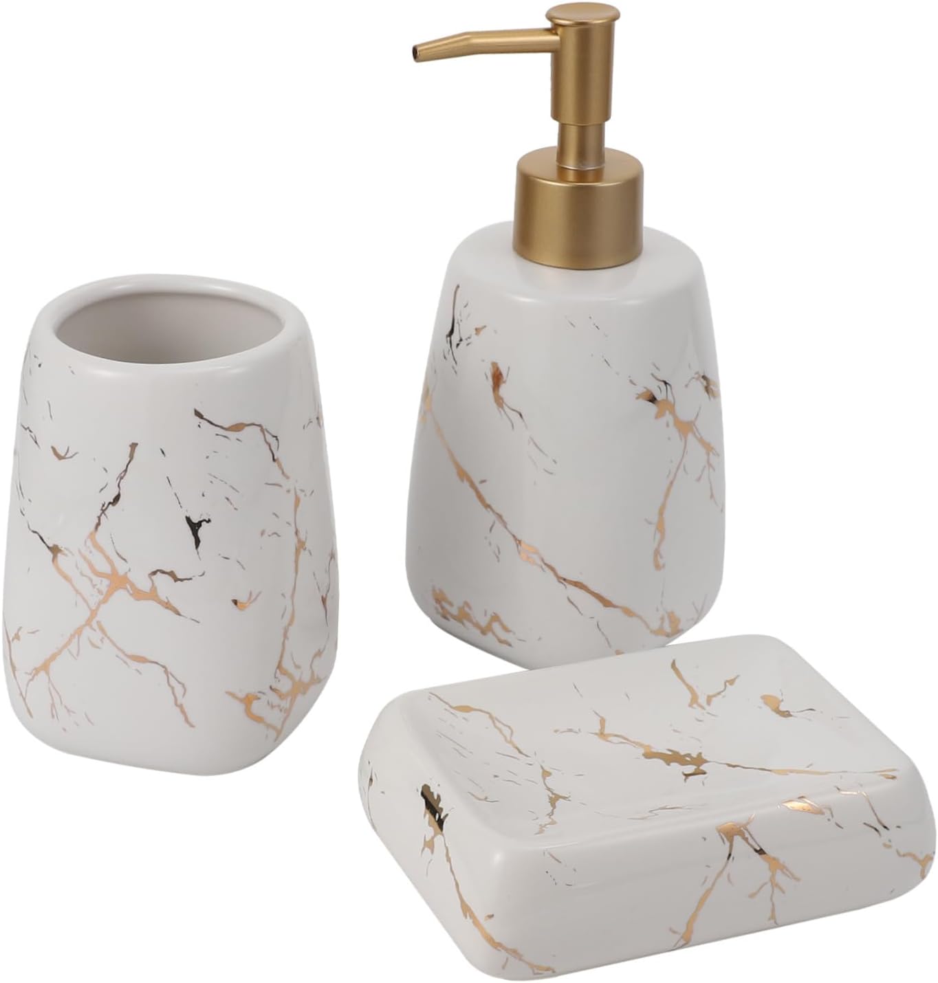 GLEAVI 3pcs Bathroom Soap Dispenser Set Set Toothpaste Cup Lotion Bottle Soap Tray Elegant Guest Room Decor