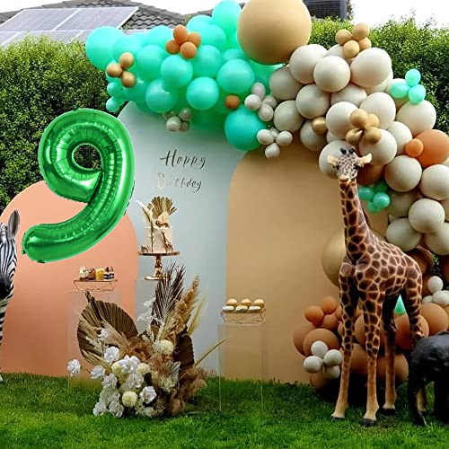 Image of TONIFUL 40 Inch Dark Green Large Numbers Balloon 0-9 Birthday Party Decorations,Foil Mylar Big Number 9 Balloon Digital 9 for Birthday Party,Wedding, Bridal Shower Engagement Photo Shoot, Anniversary