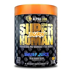 ALPHA LION Superhuman Burn 2-in-1 Metabolism Booster Pre Workout, Weight Loss Supplement, Appetite Suppressant, Fat Loss Support, Energy & Focus Powder (21 Servings, Blue Gummy Bear Flavor)