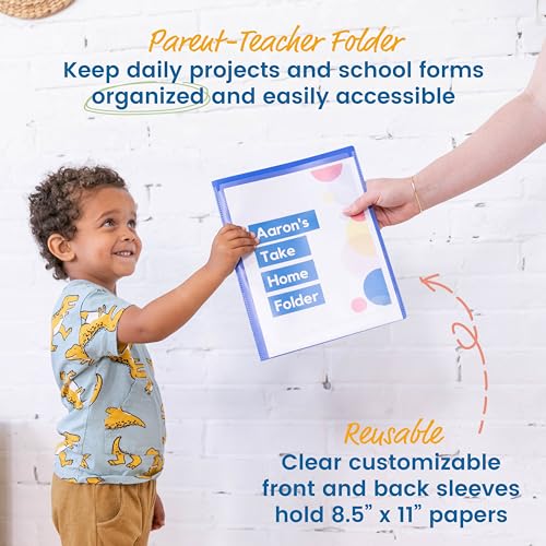 Image of ECR4Kids 2-Pocket Parent-Teacher Classroom Communication Folder, School Supplies, Assorted, 36-Piece
