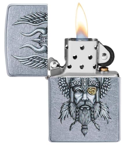 Encendedor Zippo personalizado diseño vikingo cromado miniatura 2