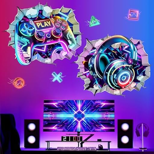 wondever Pegatinas de Pared 2 Piezas Juegos 3D Adhesivos Decorativos Gamer Videojuegos Mando Inalámbrico Vinilos Pared para Habitación Niños Sala de Juegos Habitación Infantiles | Ya disponible en tu tienda friki favorita! En mundofriki.es!