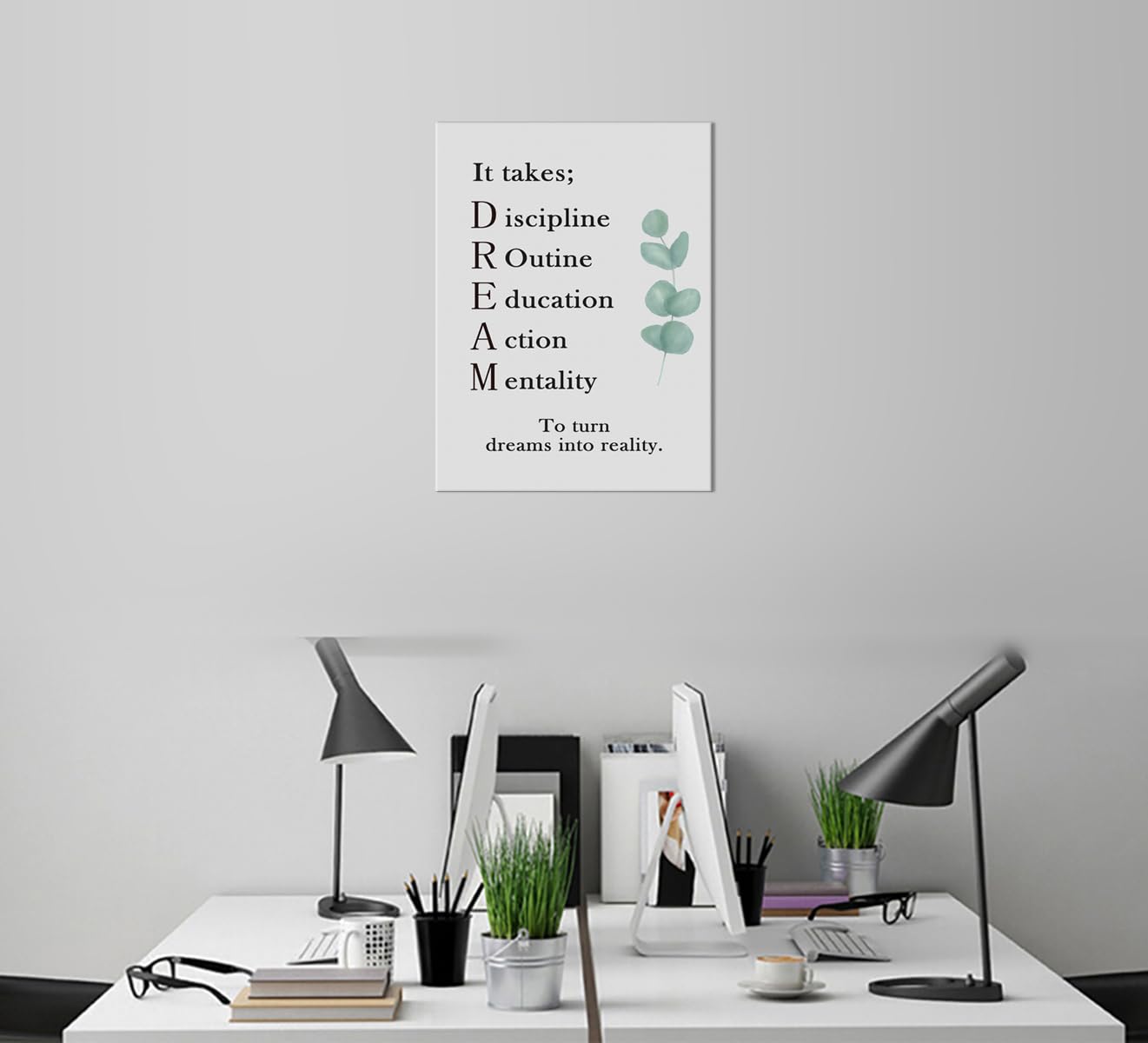 Dream Ideal - Lienzo inspirador para pared para convertir los sueños en realidad, póster motivacional, impresiones inspiradoras, imágenes de pared para sala de estar, hogar, oficina, gimnasio