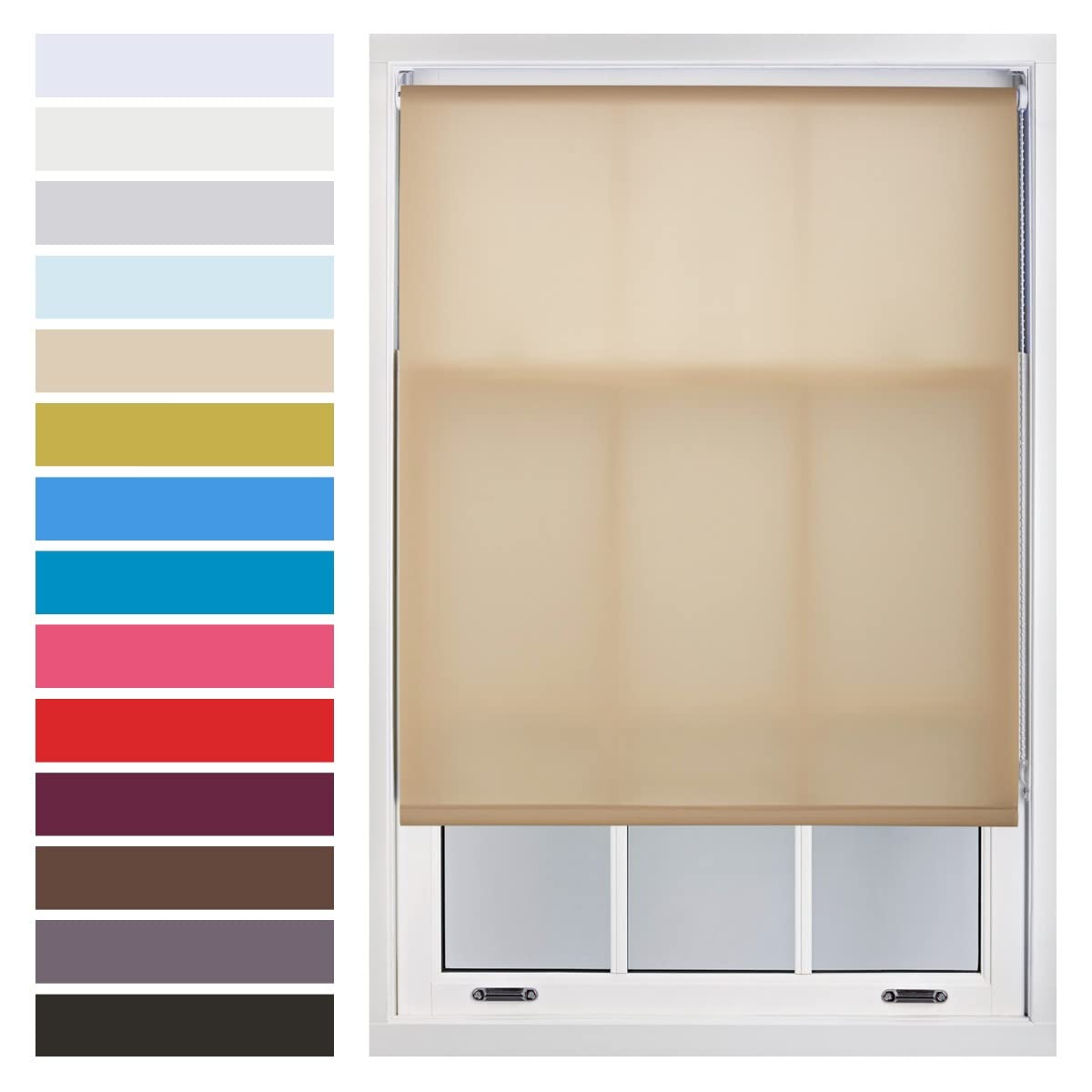FURNISHED Roller Blinds Window Daylight in with Metal Fittings Made to Measure Up to 180W x 210H cm - Cappuccino