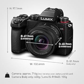 Panasonic Lumix S5D, Corpo Macchina Mirrorless Full Frame, con Obiettivo S-R1840E 18-40 mm S 24,2MP, Registrazione 4K 60P, Live View Finder, Monitor ad Angolo Libero, Wi-Fi, Bluetooth, Nero