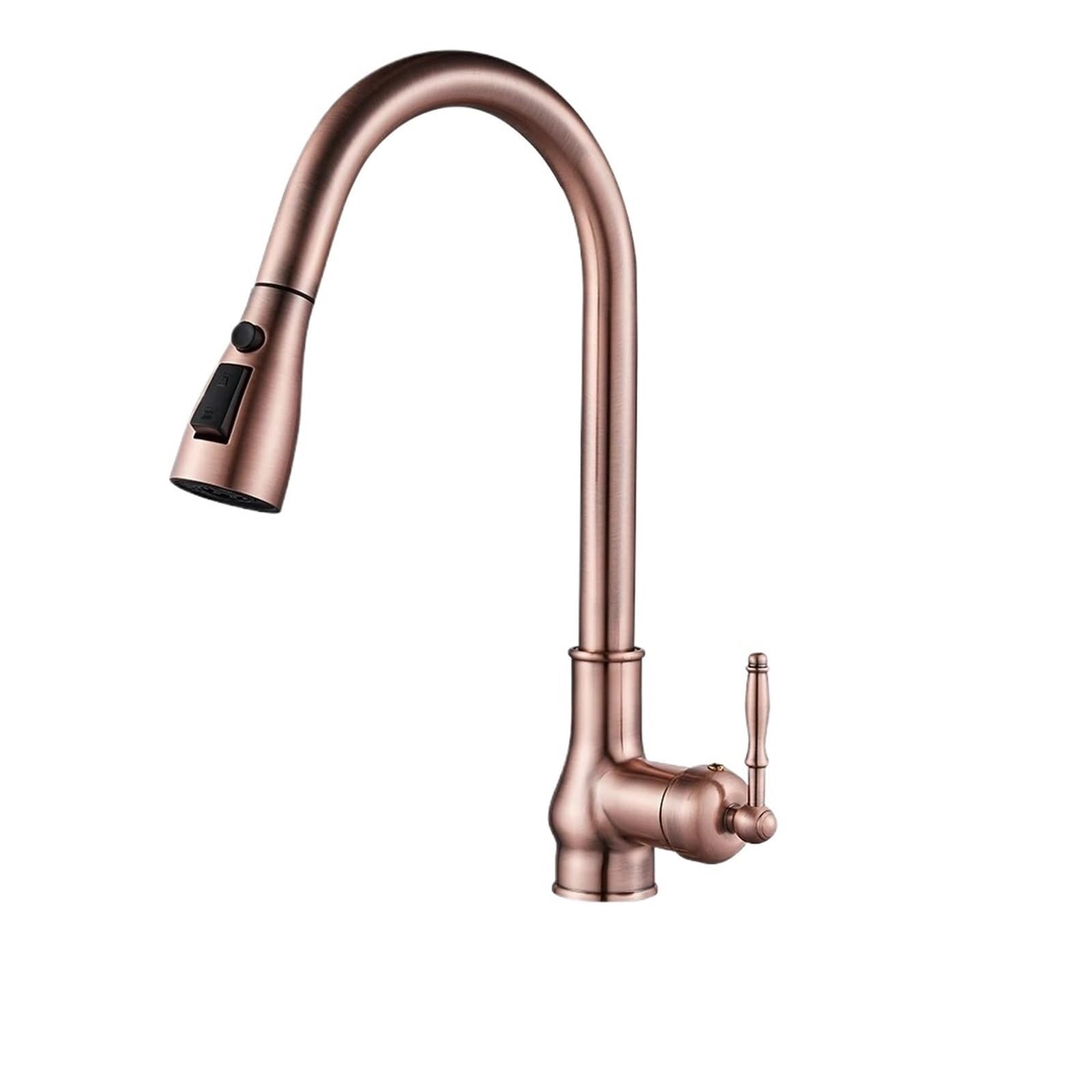 ZBBDFAZD Mixer Sink Taps - Kitchen Faucet with Pull Out Sprayer and Cold Mixer - Antique Brass Finish