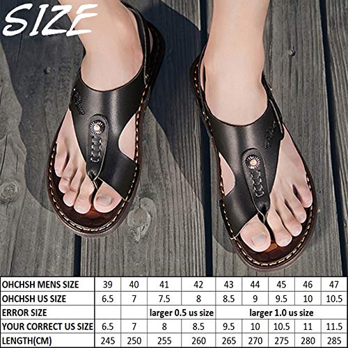 Ohchsh Flip Flops Mens Sandals Toe Ring Style Flat Sandals Shoes Microfiber Leather Us 9.5 #TOP5