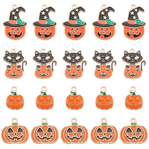 Breloques citrouille Halloween émaillées et dorées qui ne ternissent pas