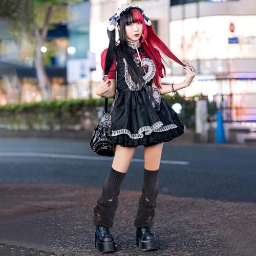 Image of Junely 2 Pairs Leg Warmers for Women Kawaii Leg Warmer Cute Legwarmers Japanese Socks Halloween Goth Emo Gyaru Accessories