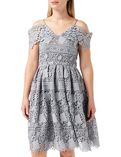 Chi Chi London Damen Octavia Partykleid, Grau (Grau/Blau), 42