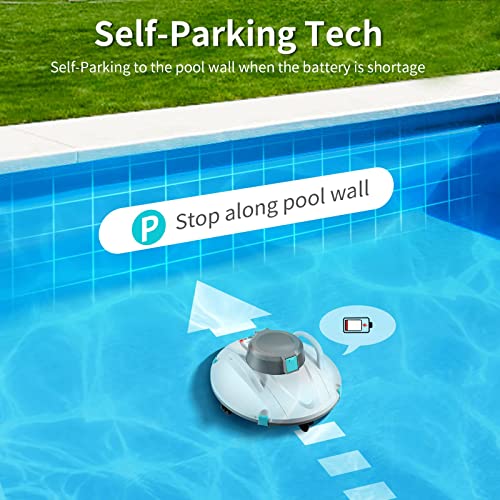 Moolan Cordless Pool Vacuum Cleaner, Robotic Pool Cleaner, Dual-Motor, Self-Parking, With 140 Mins Maximum Runtime, Pool Vacuum For Above/In Ground Flat Pool Up To 1000 Sq Ft #TOP3