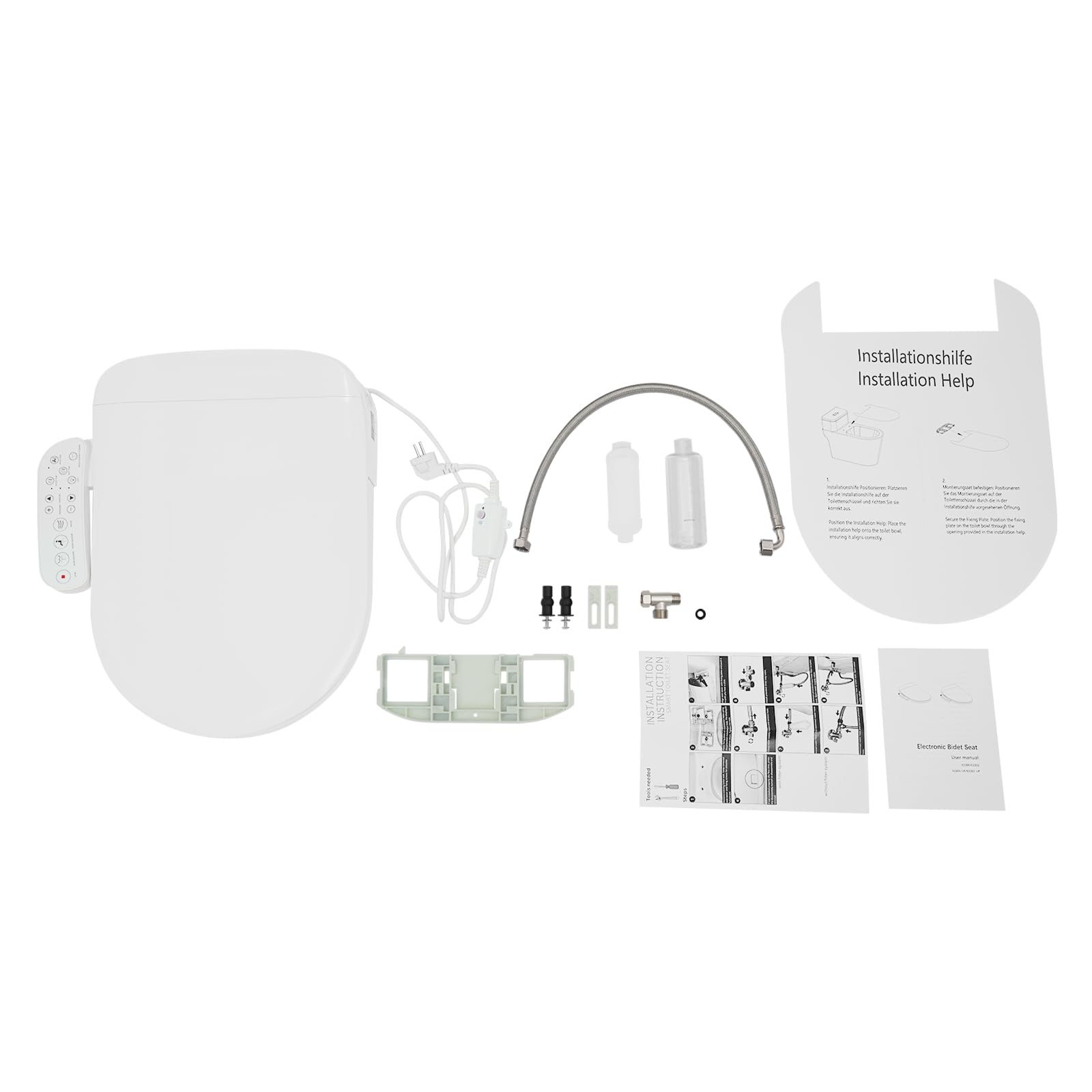 Asiento de Inodoro Inteligente, Tapa con Calefacción y Ducha, Mando Digital, Blanco, para Baño, Hotel, Uso Público y Privado, 220V EU