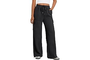 Women's Wide Leg Black Cargo Sweatpants